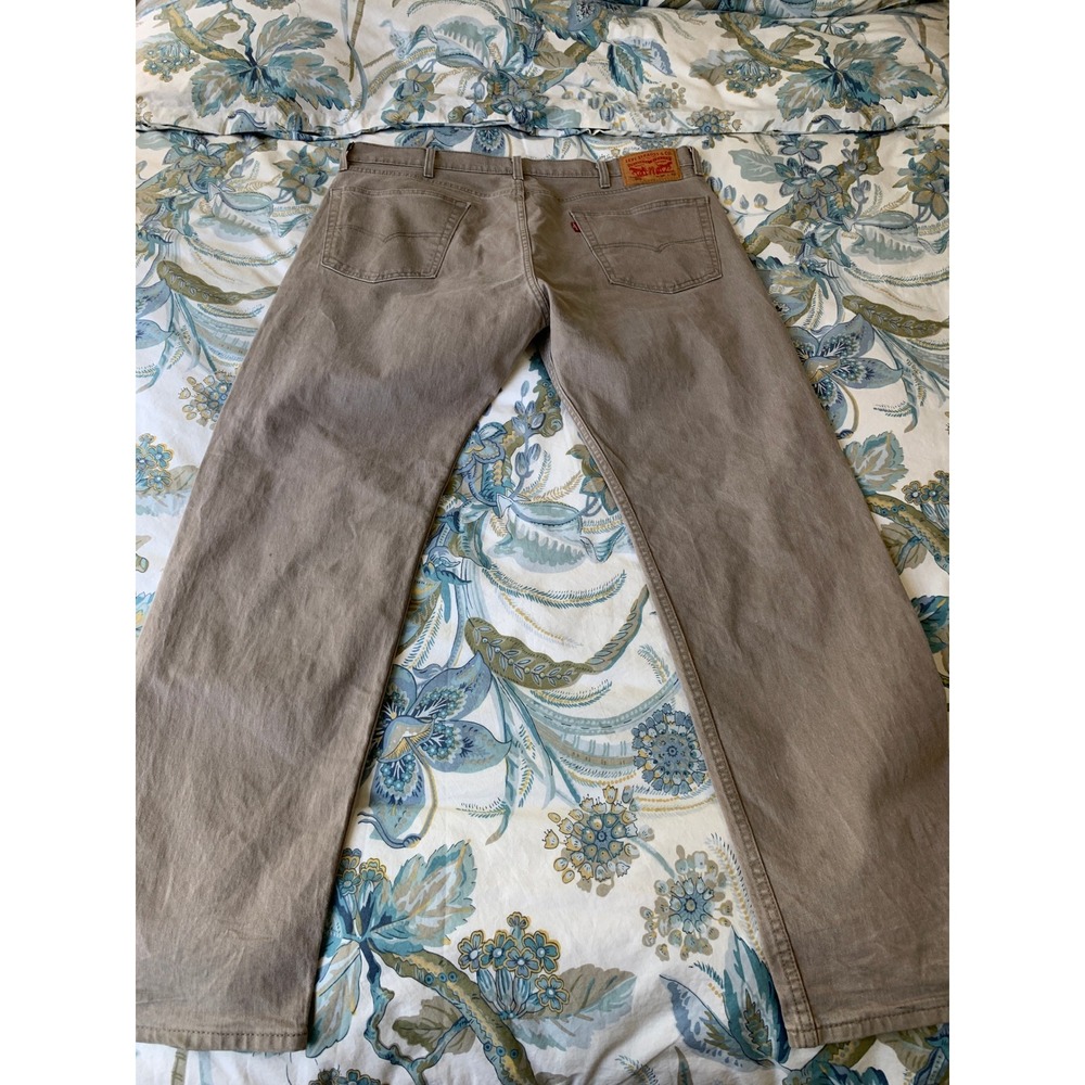 Levis 505 Jean Mens 38x32 Beige Tan Regular Fit Straight Leg Cotton Denim Pants - Picture 15 of 16